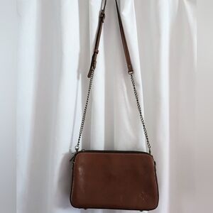 Patricia Nash Camera Crossbody Bag Small Brown Leather